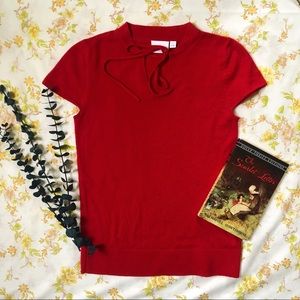 SOLD Ett:wa x Anthropologie Red Cap Sleeve Knit Blouse